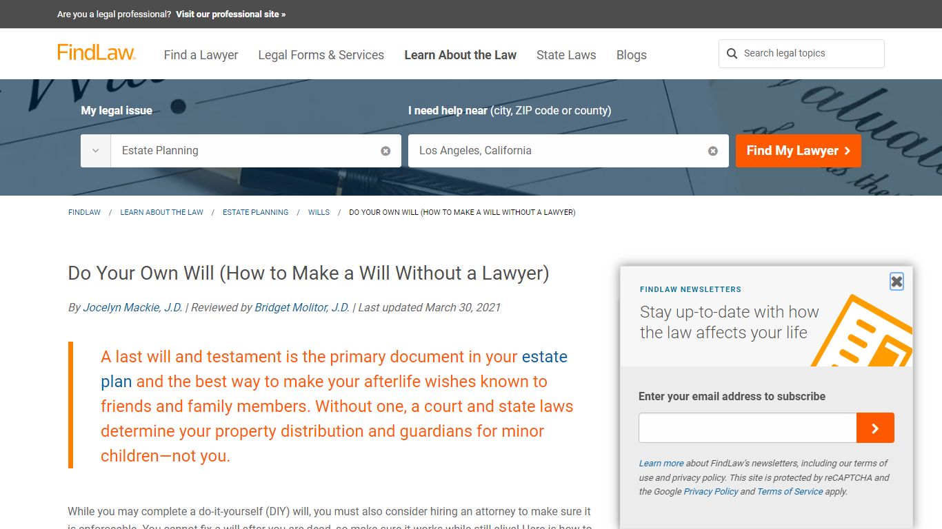 Do Your Own Will (How to Make a Will Without a Lawyer) - Findlaw